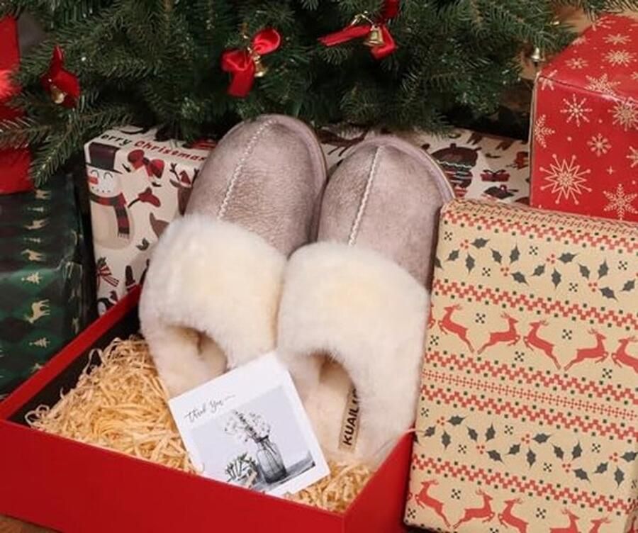 Dames Pluche Slippers Warm en Lichtgewicht N Beige