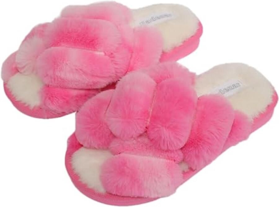 Dames Pluizige Pluche Sloffen Warme Instapslippers voor Binnen