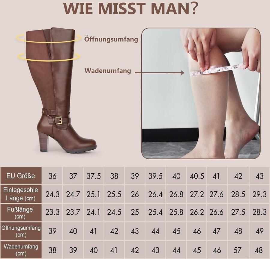 Dames Plus Size Hoge Hak Enkellaarsjes Brede Schacht Met Gesp Perfect voor Elke Gelegenheid ShopVlot