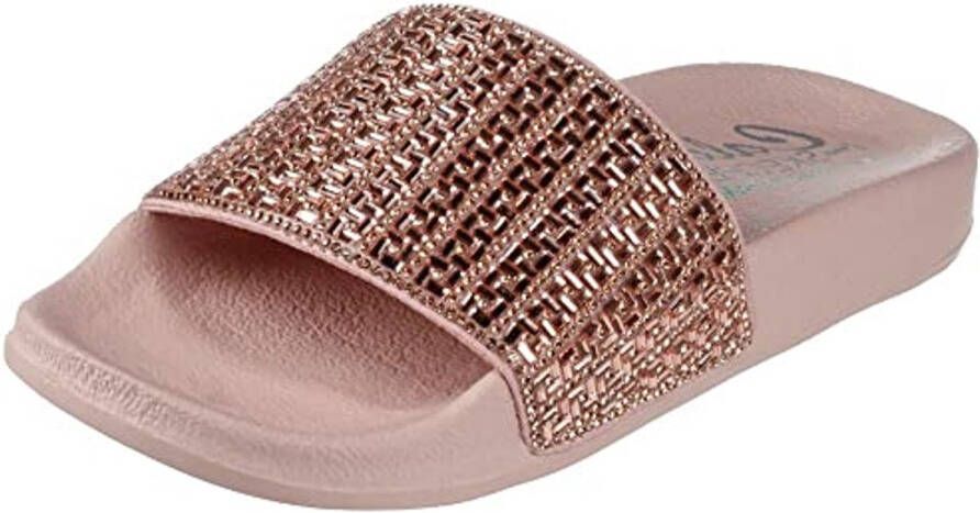 Dames Pop-ups Sandaal met Strass en Pluche Schuim