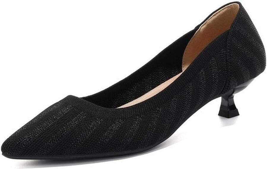 Dames Pumps Elegant Kitten Hak Gebreid Design Antislip Zool Zacht en Comfortabel Ademend en Zweetabsorberend Hakken