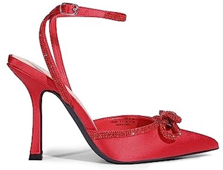 Dames Pumps Gesloten Neus Riemen met Strass Rood