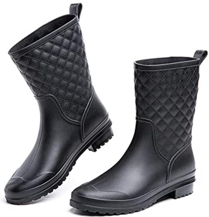 Dames Regenlaarzen Waterdichte Chelsea Boots Antislip Lichtgewicht Zwart en Blauw