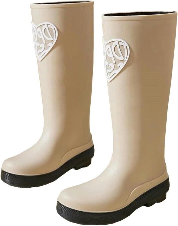 Dames Regenlaarzen Welly Laarzen Buiten Activiteiten Volledig Waterdicht Kniehoog Wit