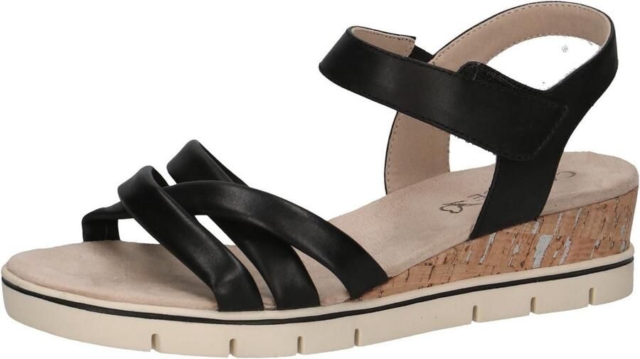 Dames Sandaal met Plateauhak Leer en Brede Pasvorm (G)