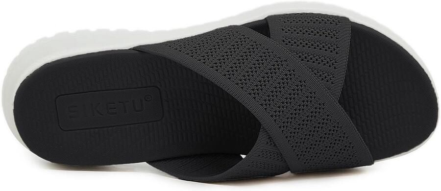 Dames sandalen 41 EU Zwart Lichtgewicht Comfortabele slippers met voetbed ShopVlot