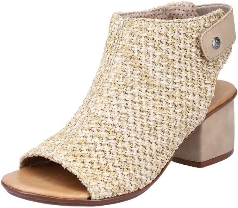 Dames Sandalen Beige met Comfortabele Blokhak en Klittenbandsluiting