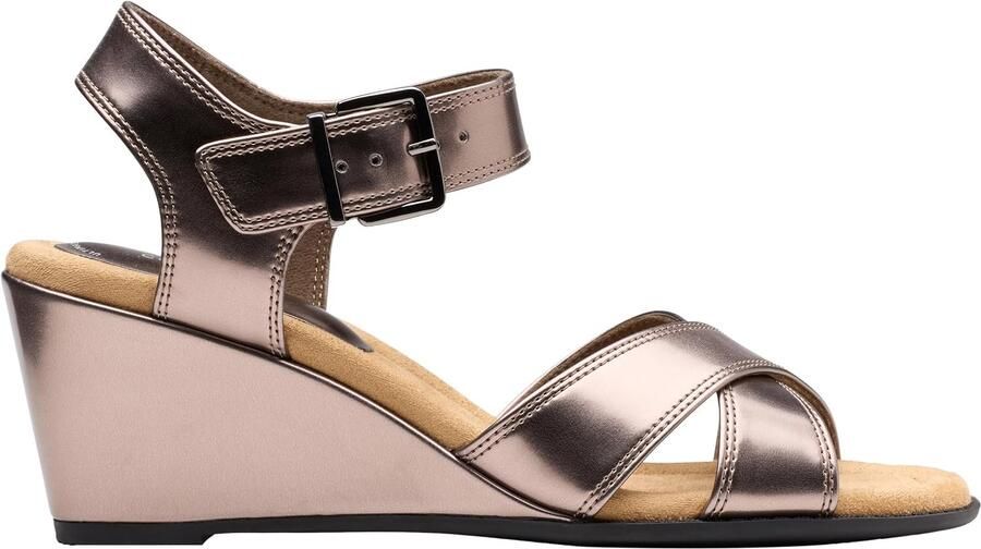 Dames Sandalen Blauw Nubuck Comfortabele Wedge met Gesp