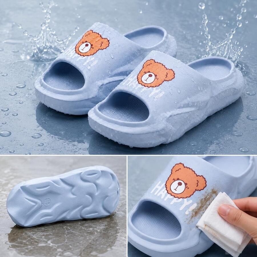 Pantoffels dames sleehak EVA materiaal schattig beertje design perfect voor thuis ShopVlot