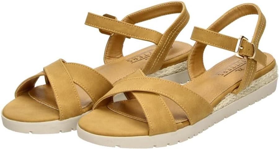 Dames Sandalen Comfortabele Wedge Hak Cognac Grote Maten