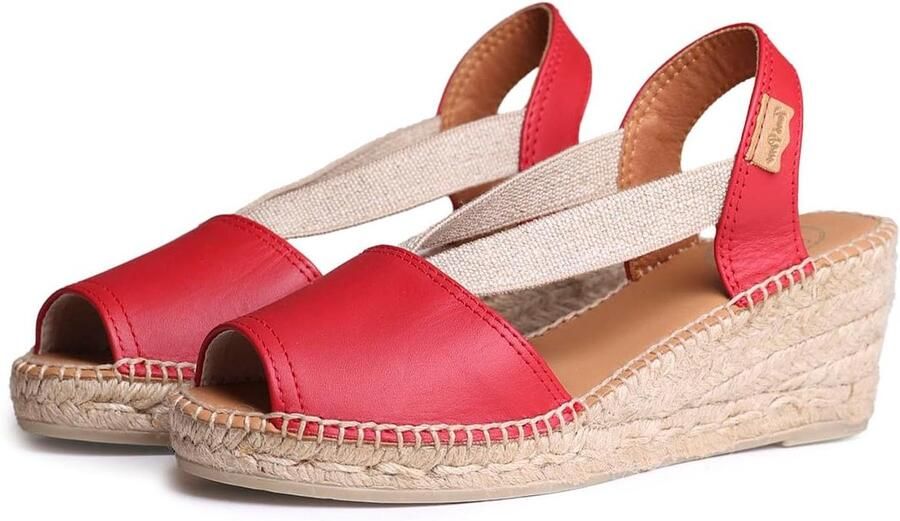Dames Sandalen Espadrilles Sleehak Stadscomfort Instappers 240900010 Rood