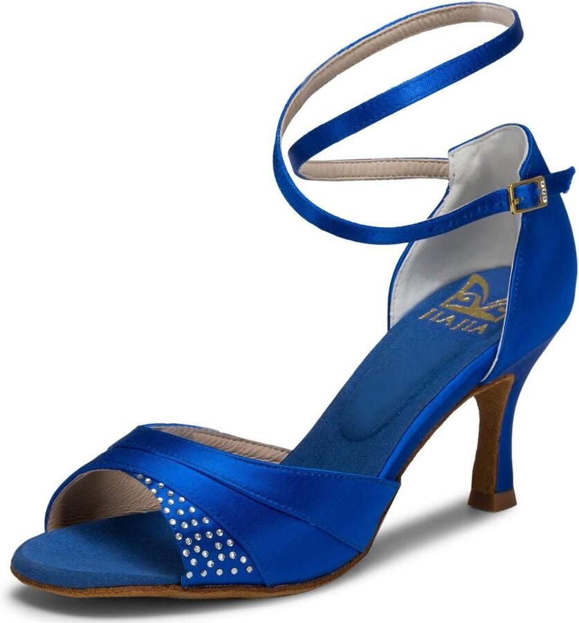 Dames sandalen flared heel super satijn met rhinestones perfect voor dansen ShopVlot