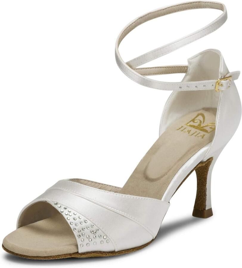 Dames sandalen flared heel super satijn met strass perfect voor dansen ShopVlot