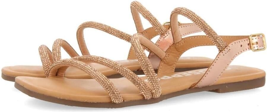 Dames Sandalen Goud met Kristallen & Verstelbare Gesp