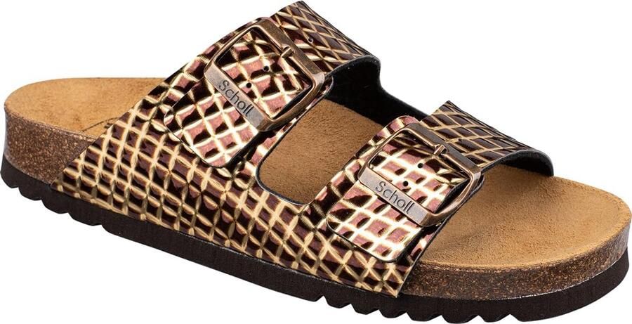 Dr. Scholl's Scholl Josephine Dames Sandalen Donkerbruin Goud