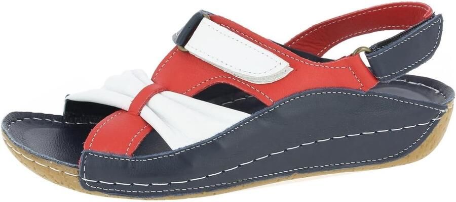 Dames Sandalen Comfortabele Leren Schoenen met Klittenband