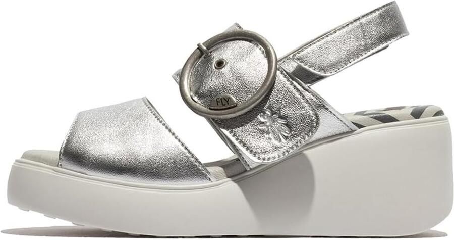 Dames Sandalen Leer Zilver Buckle