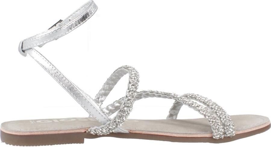 Gioseppo Dames Sandalen Leer Zilver met Strass en Gesp