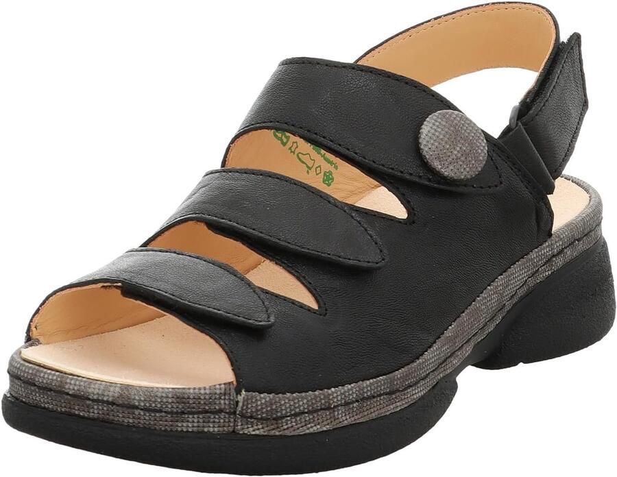 Dames Sandalen Leer Zwart Comfortabele Pasvorm