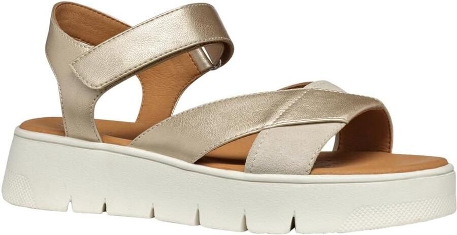 Dames Sandalen Leren Slingbacks met Gesp Goud Taupe