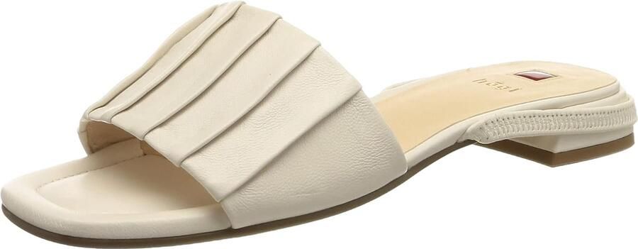 Dames Sandalen met Blokhak Cream Leer