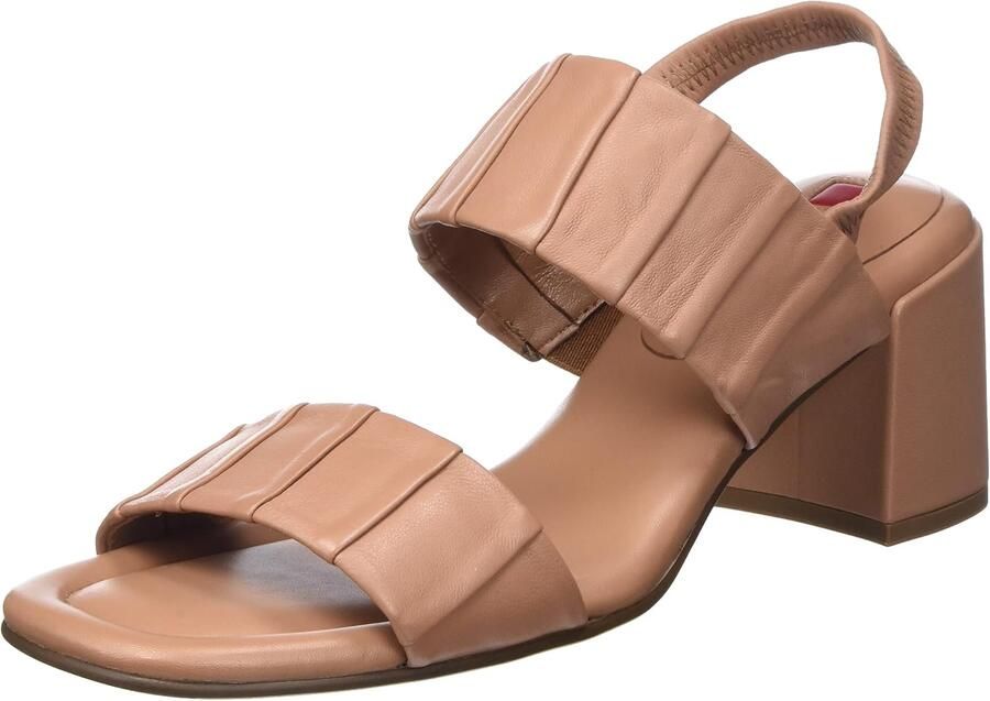 Dames Sandalen met Blokhak Crème Leer
