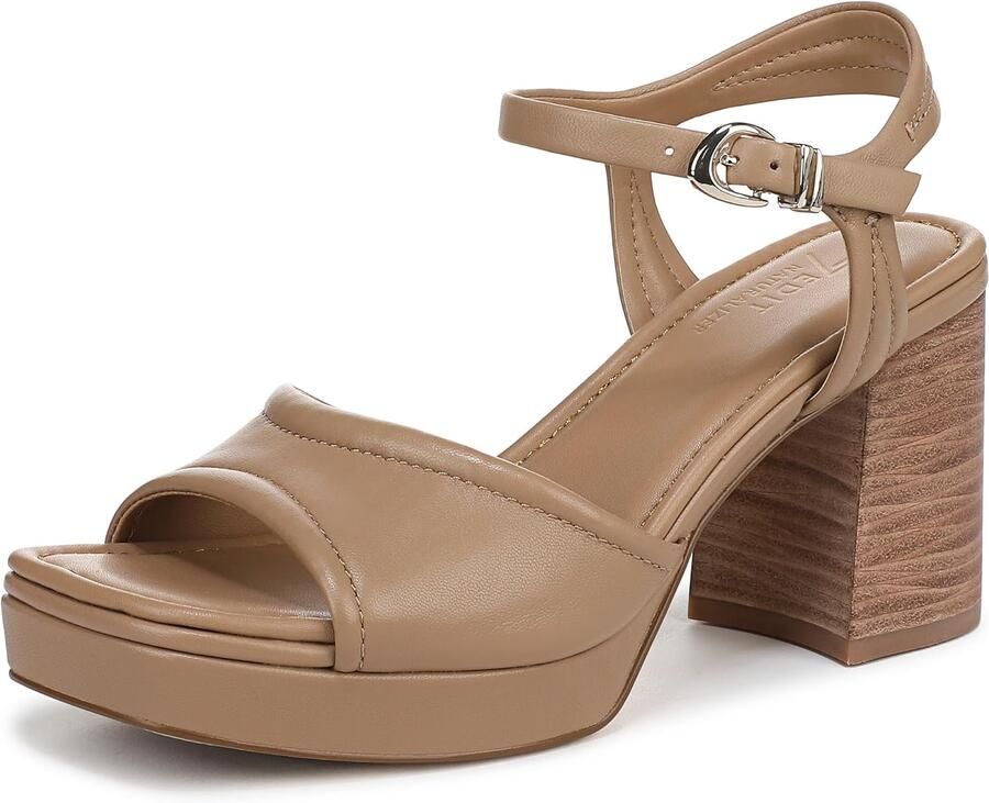 Dames Sandalen met Blokhak en Gesp Leer Comfort