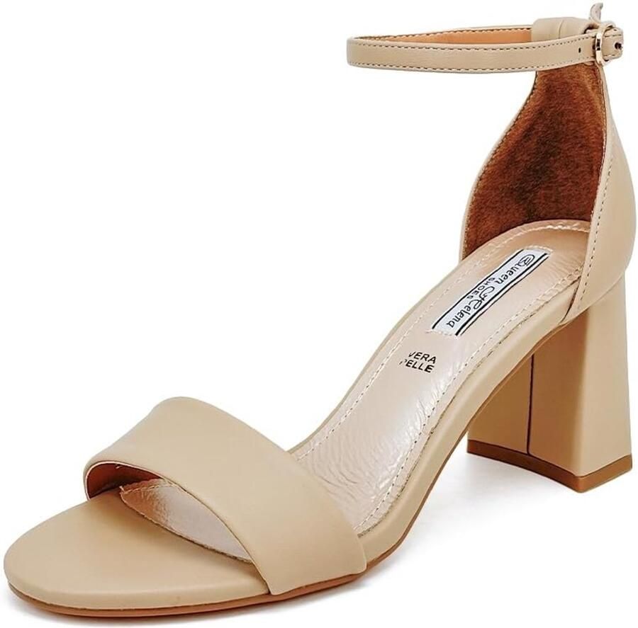 Dames Sandalen met Blokhak en Gesp Nude