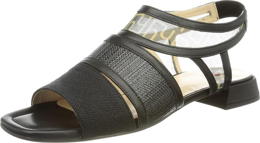 Dames Sandalen met Blokhak en Paspelband Zwart