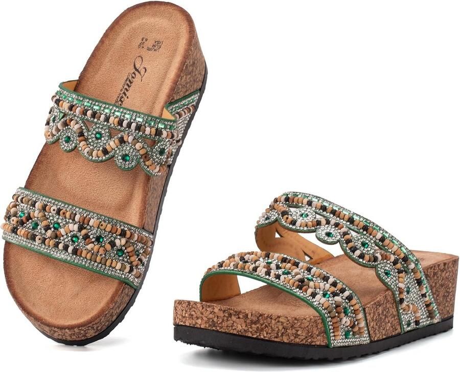 Dames Sandalen met Dikke Zool en Kurk Voetbed Comfortabel en Antislip