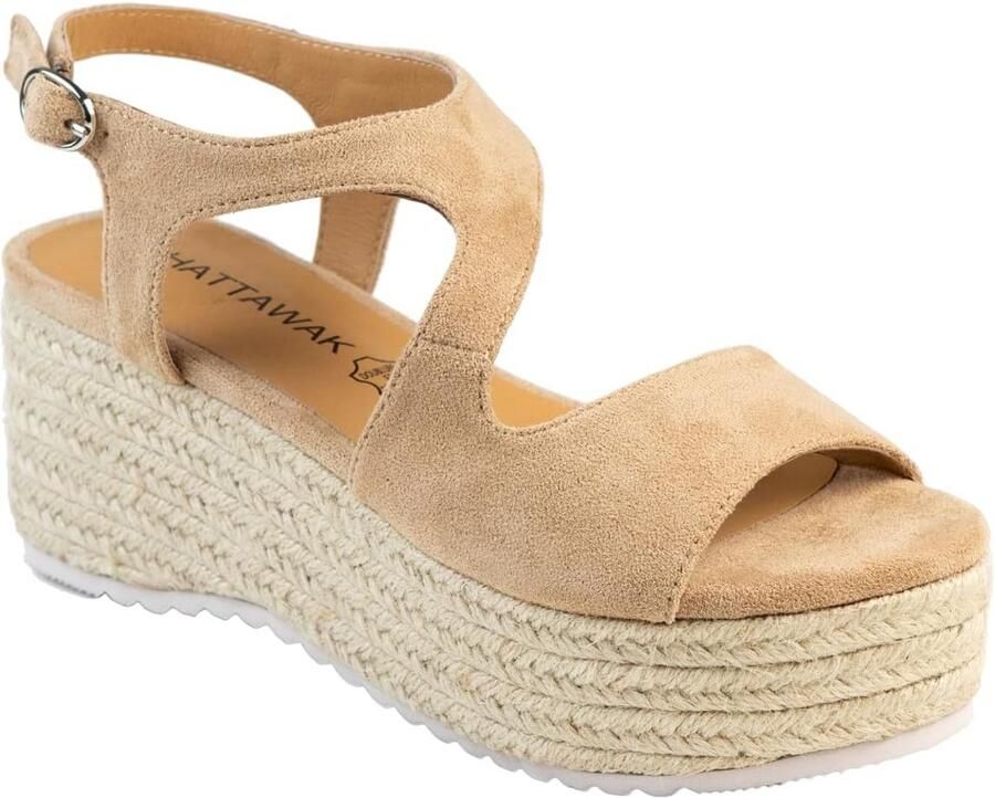 Dames Sandalen met Hak Beige Comfortabele Dameszomer Sandaal