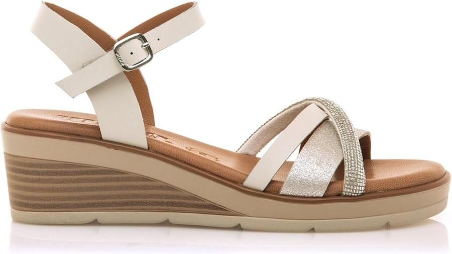 Dames Sandalen met Hak Leer Zilverkleurig