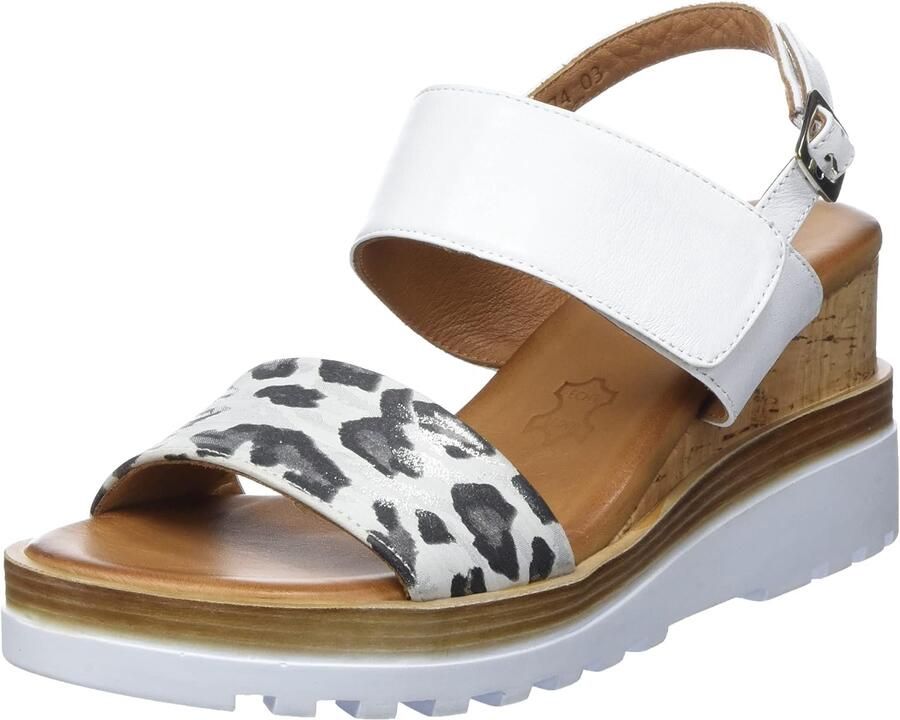 Dames Sandalen met Hak Wit Leer Gesp Open Teen