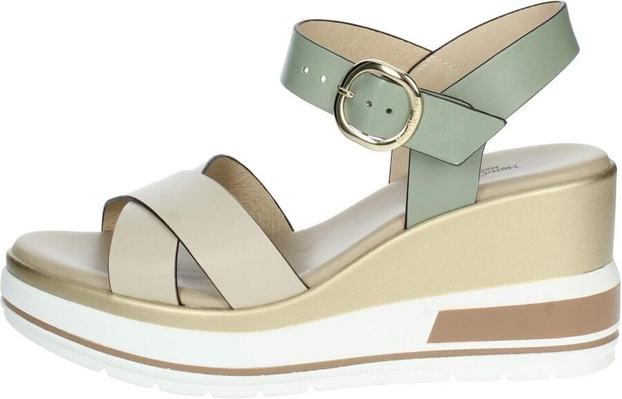 Dames Sandalen Met Hoge Sleehak Leer Espadrille Stijl Zomer