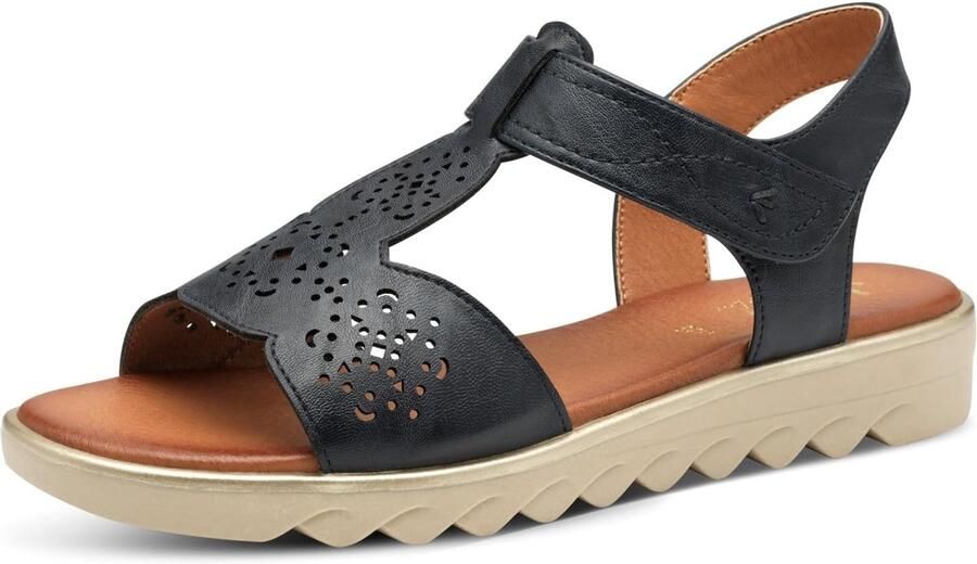 Dames Sandalen met Klittenband Vegan Leer Marineblauw