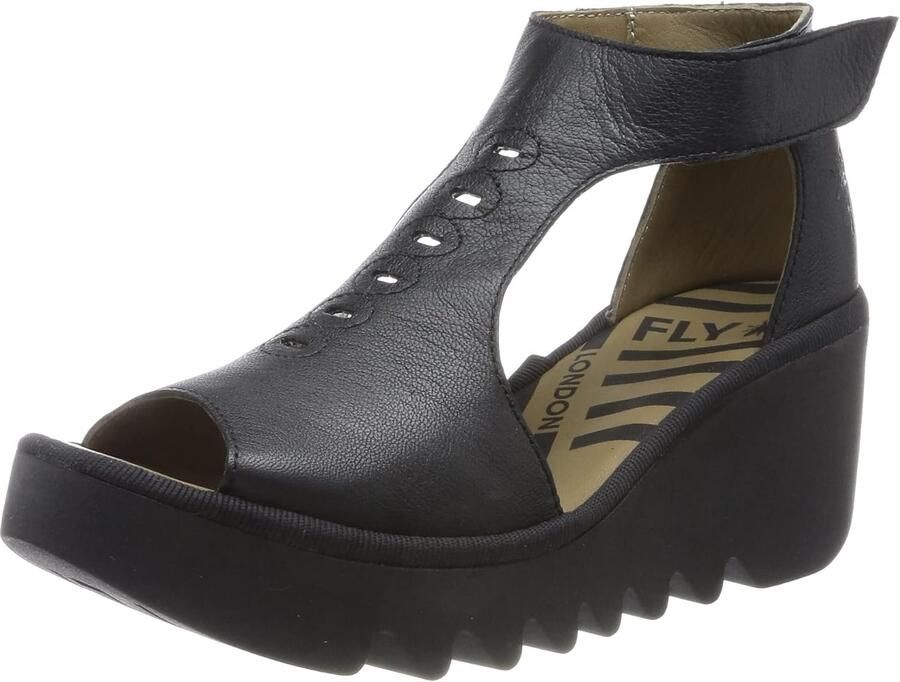 Dames Sandalen met Klittenband Zwart Leer