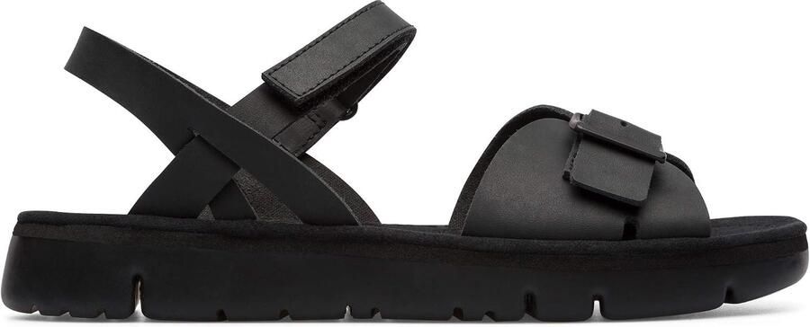 Dames Sandalen met Klittenband Zwart Leer