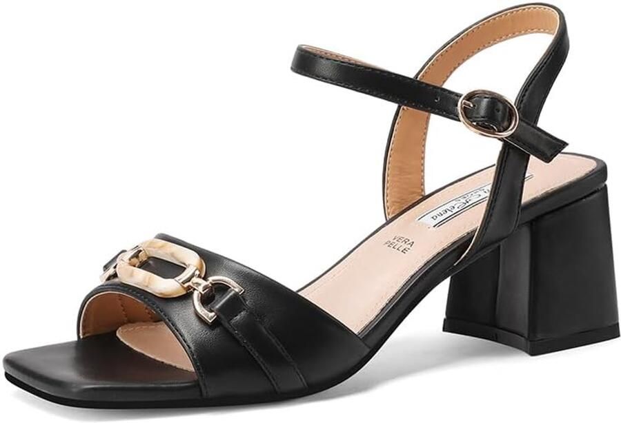Dames Sandalen met Lage Hak en Bandjes Zwart