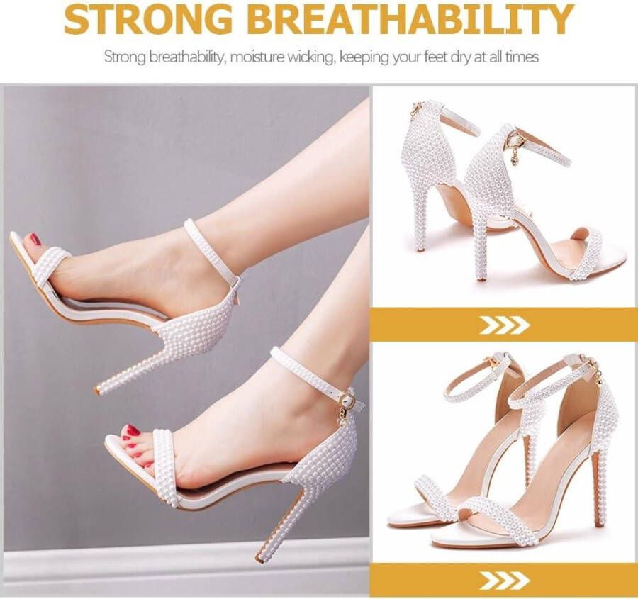 Dames sandalen met naaldhak enkelbandje parels hoge hakken peeptoe pumps Zomerse stiletto's voor party en bruiloft