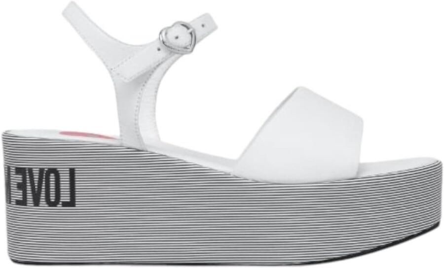 Dames Sandalen met Plateau en Open Teen Wit Leer