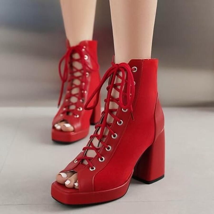 Dames sandalen met plateauhak Rood - Foto 1