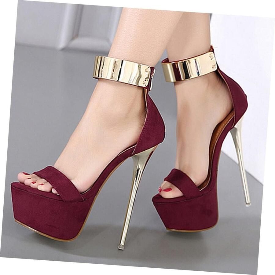 Dames Sandalen met Super Hoge Hakken Stiletto Pumps met Ronde Neus en Platform Hakken voor Feestjes en Avondkleding