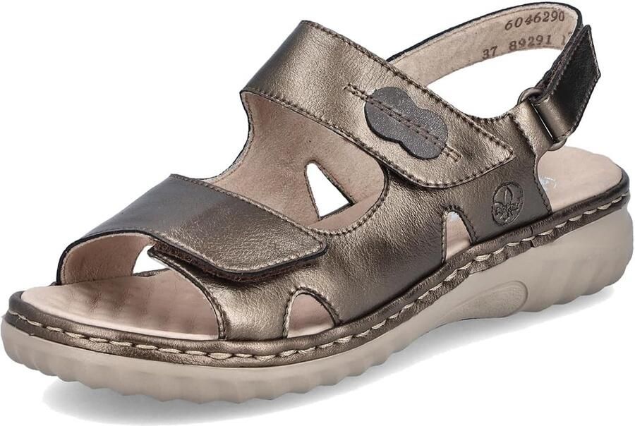 Dames Wedge Sandalen Comfortabel Leer Brons Klittenband