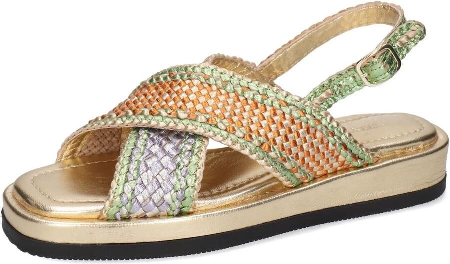 Dames Sandalen met Wedge Hak en Gesp Geitenleer