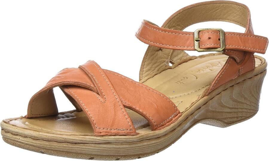 Dames Sandalen met Wedge Hak en Gesp Papaya