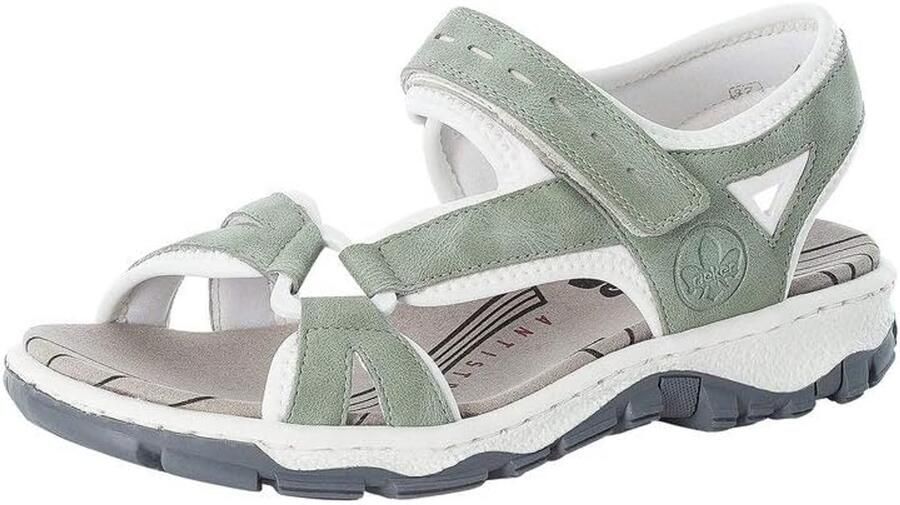 Rieker Stijlvolle Groene Platte Sandalen Groen Dames