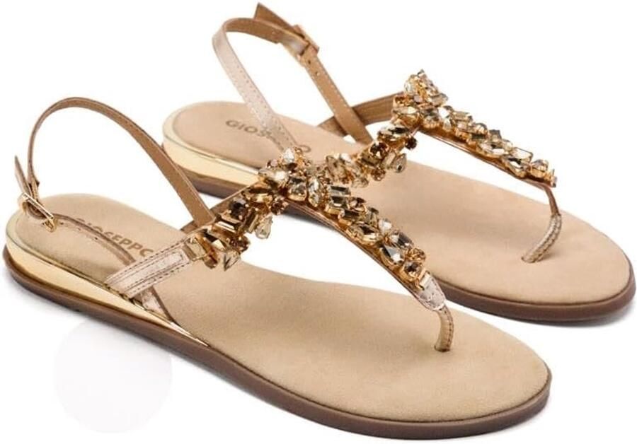 Dames Sandalen Platina met Kristallen en Gesp