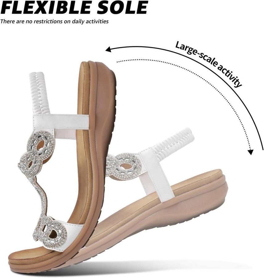 Dames sandalen platte sandalen glitters met rhinestones ideaal voor het strand ShopVlot