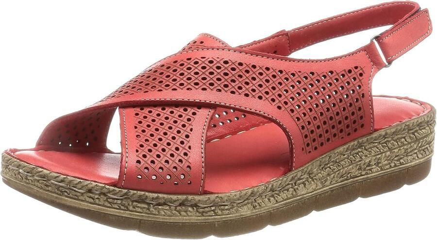 Dames Sandalen Rode Kitten Hak Haak & Lus Sluiting