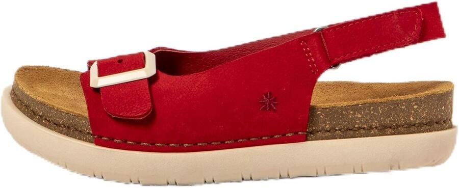Dames Sandalen Rood Leer Comfortabele Casual Schoenen